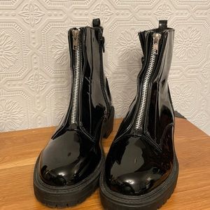 Boohoo Zip Front Biker Boots